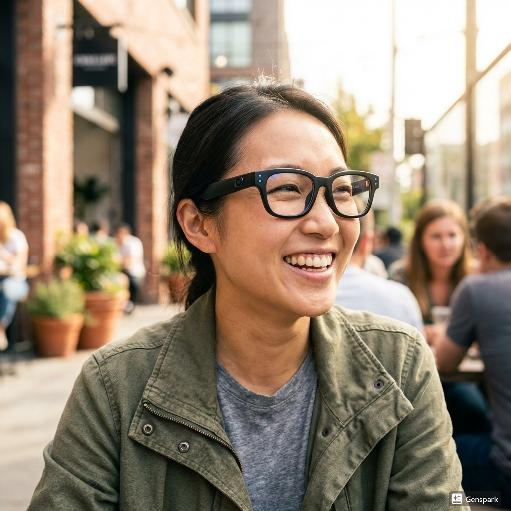 스마트 글라스 착용하고 일상생활 하는 모습