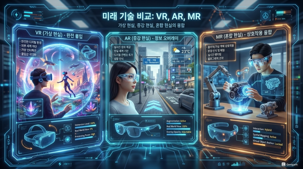 AR VR MR 차이점 비교 인포그래픽